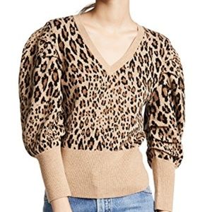 Frame leopard balloon sleeve sweater